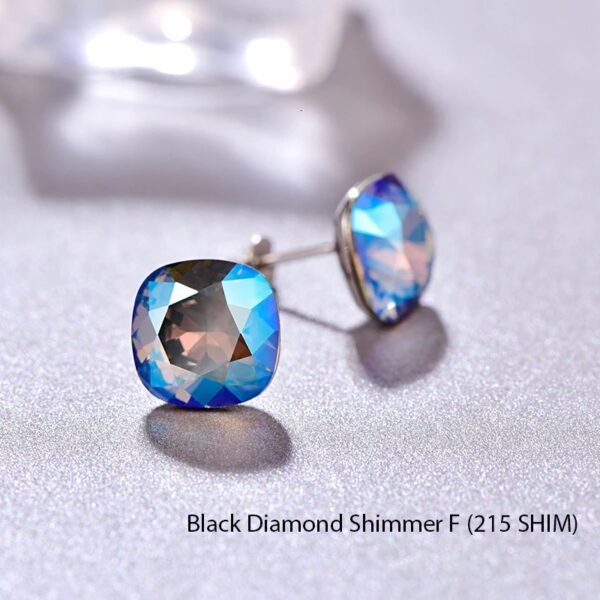 Crystal Stud Earrings Silver black diamond shimmer 215 shim