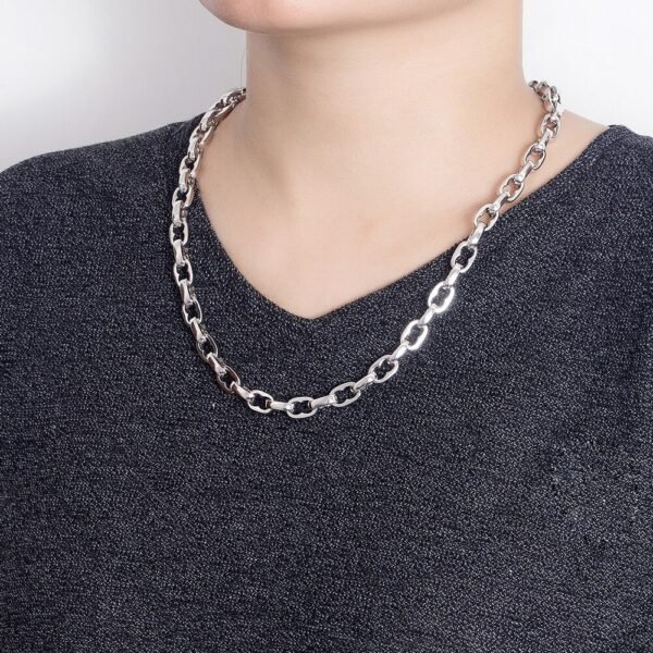 Large Link Chain Necklace Silver on men neck