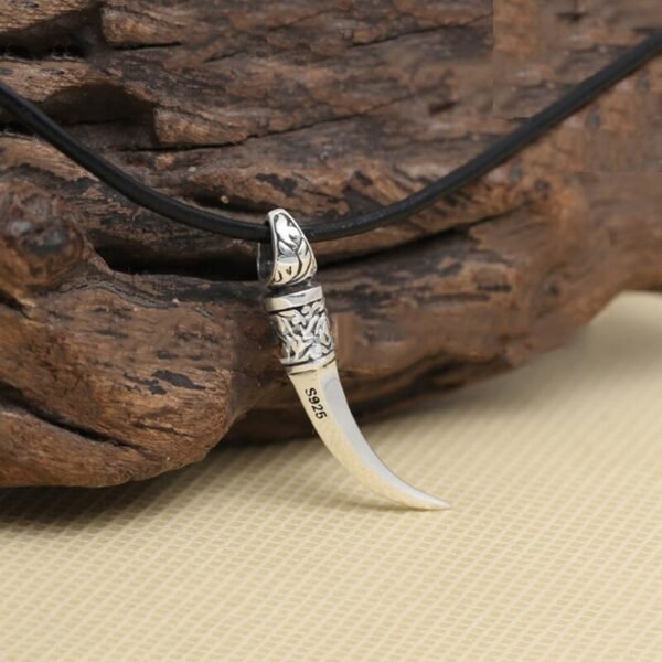 Silver Bear Tooth Pendant front view