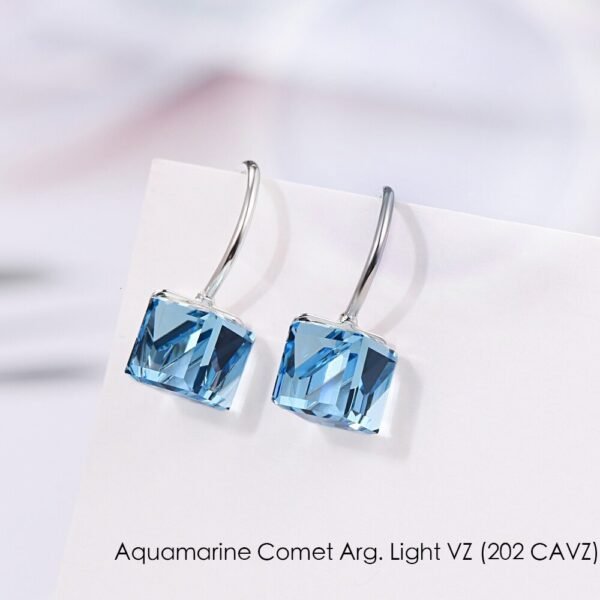 Silver Crystal Drop Earrings aquamarine comet arg light vz 202 cavz