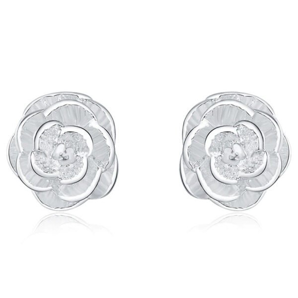 Silver rose flower earring demo