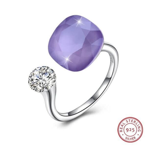 Sterling Silver Austrian Crystal Ring purple
