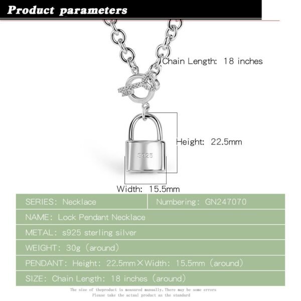 Sterling Silver Lock And Key Necklace informations and measures