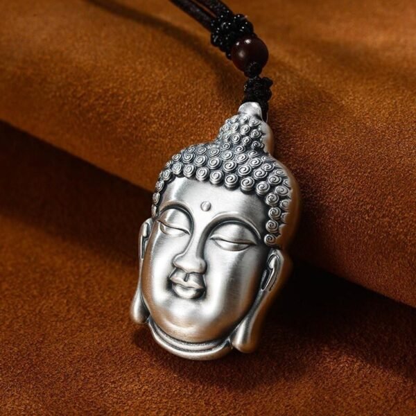 999 Silver Pendant Buddha Shakyamuni matte profile