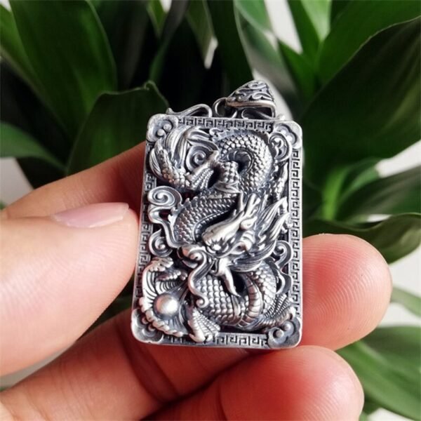 999 Silver Pendant carved dragon B on hand