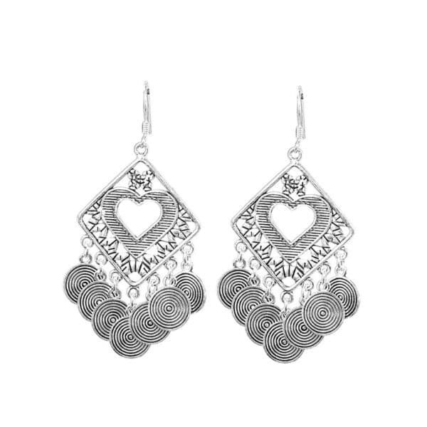 Silver Earrings 925 disk and heart demo