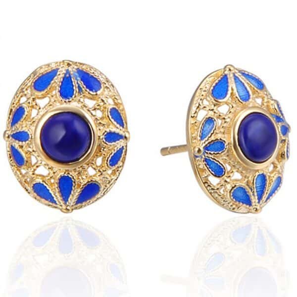 Lapis lazuli silver stud earrings demo