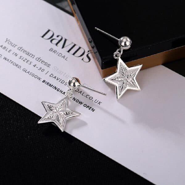 Silver Earrings 925 personality star stars detals