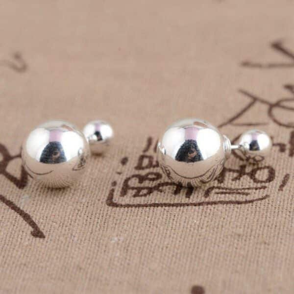 Silver Earrings 925 stud bead face view