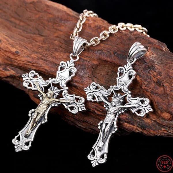 Silver Pendant 925 Christs crucifixion both models together