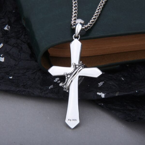 Silver Pendant 925 curved cross B back view