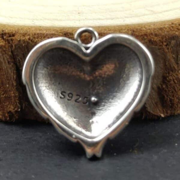 Silver Pendant 925 feather heart back view