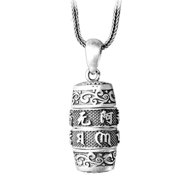 Silver Pendant 990 Chinese prayer demo necklace