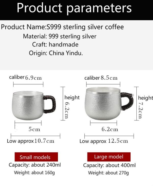 Silver Flatware hammered tea cup infography