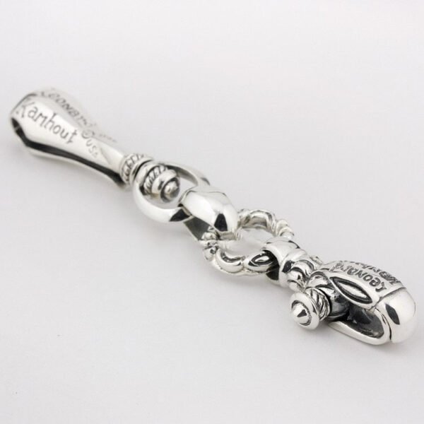 Silver Key Ring gothic eagle face view