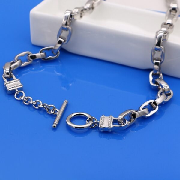 Silver Necklace 925 flat coffee seed clasp details