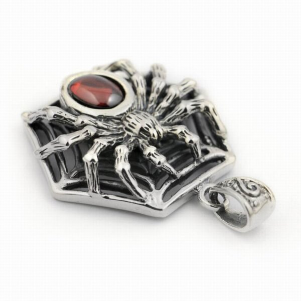 Silver Pendant 925 Spider on web upside down view