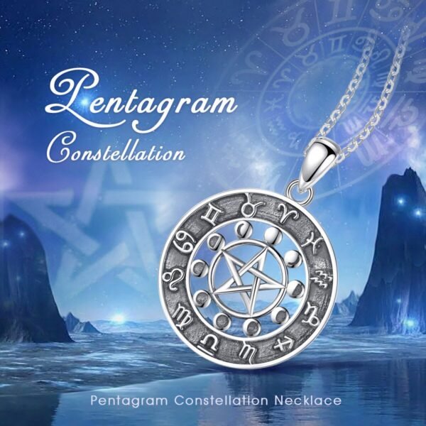 Silver Pendant 925 zodiac pentagram constellation