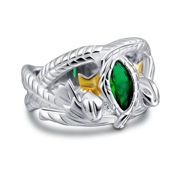 Silver Ring 925 green zircon profile view