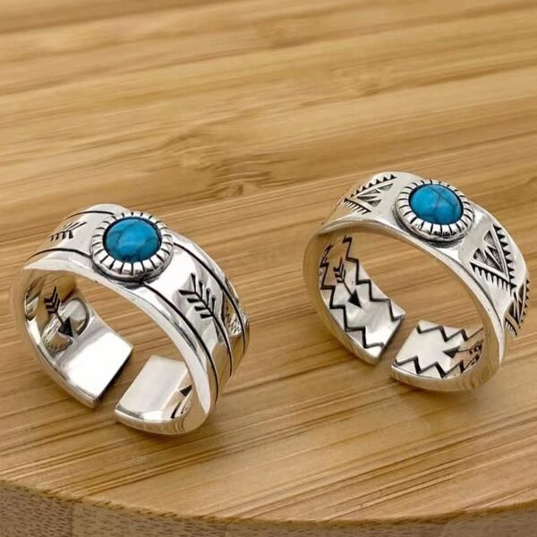 Silver Ring 925 turquoise native style both model together