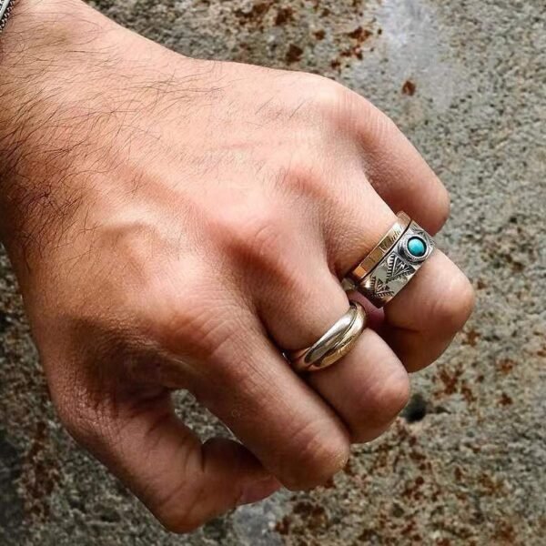 Silver Ring 925 turquoise native style on finger