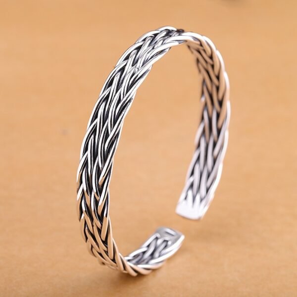 999 Silver Bracelet twist braid standing