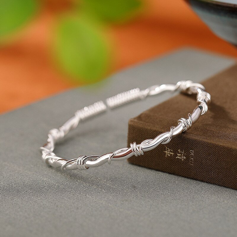 999 Silver Bracelet - wire twist