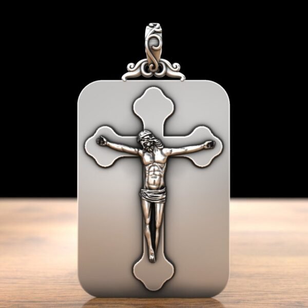 999 Silver Pendant Christ plate front view