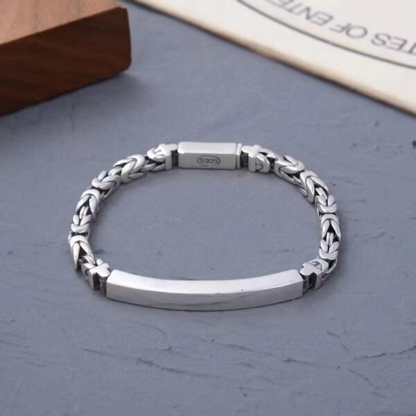 Silver Bracelet 925 glossy peace face view
