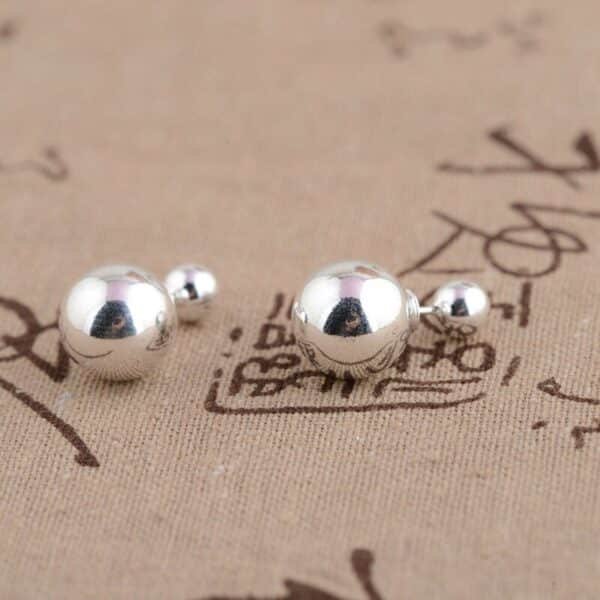 Silver Earrings 925 double ball big ball details