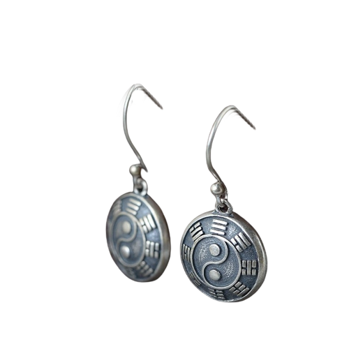 Silver Earrings 925 drop yin yang demo