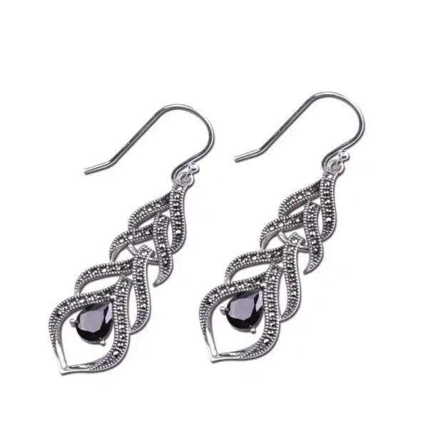 Silver drop agate earrings demo