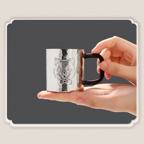Silver Flatware kitty mug on hand