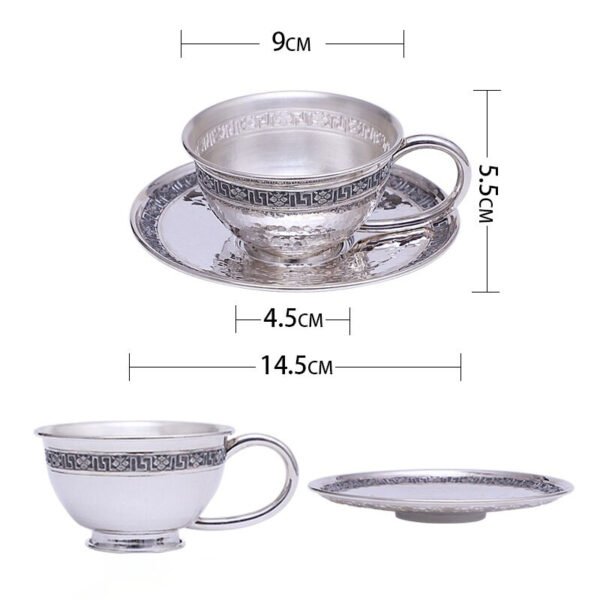 Silver Flatware saucer and tea cup measures and details