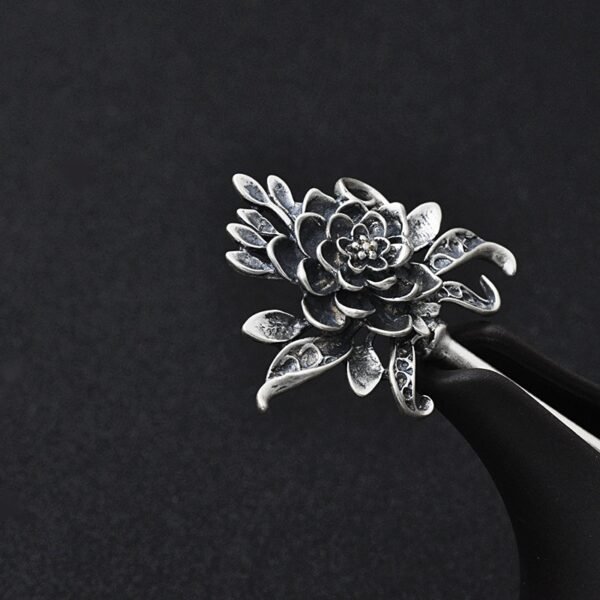 Silver Hair Pins big peony right side