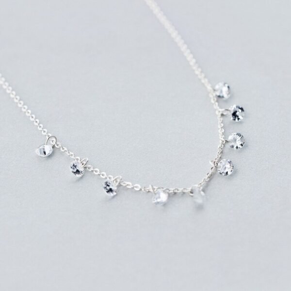 Silver Necklace 925 zircon river up view