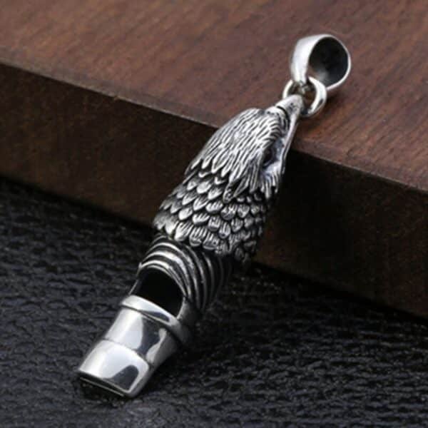 Silver Pendant 925 eagle whistle up view