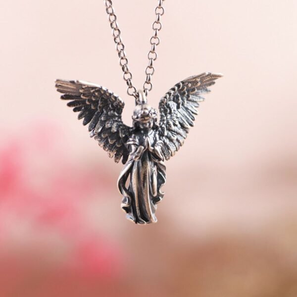 Silver Pendant 925 guardian angel on necklace