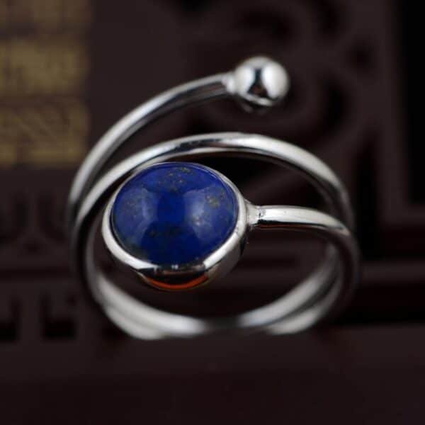 Silver Ring 925 spiral lapis up view
