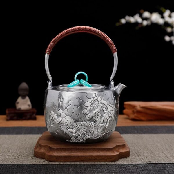 Silver Tea Set dragon scale face dragon