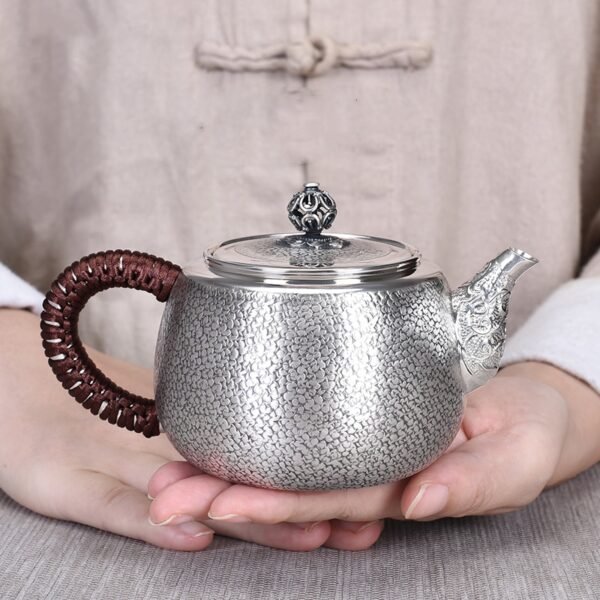 Silver Tea Set finely hammered kettle holded