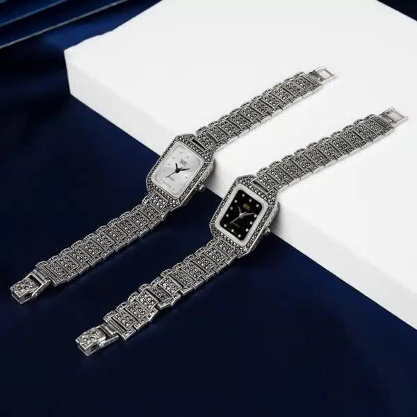 Silver Watch Women square vintage both color