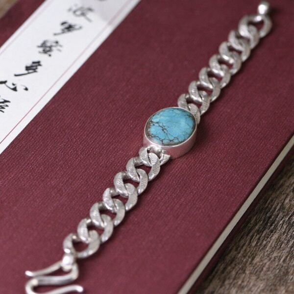 silver bracelet 925 blue stone length
