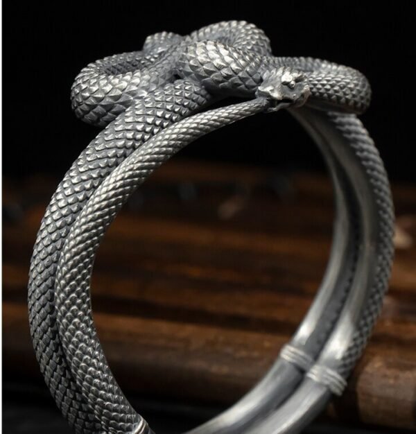 999 Silver Bracelet heavy viper details head snake