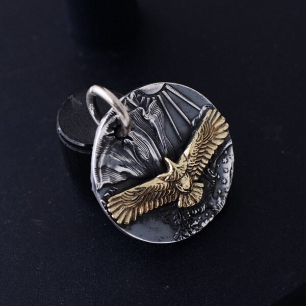 999 Silver Pendant flying eagle medal side view