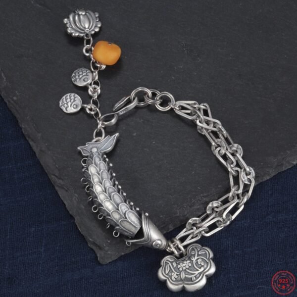 Silver Bracelet 925 – lucky fish face view
