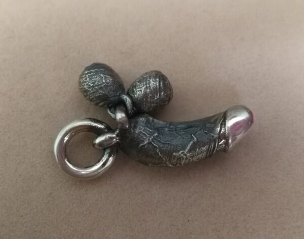 Silver Key Ring penis side view