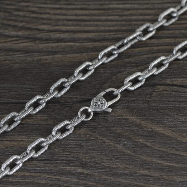 Silver Necklace 925 classical folk details links and clasp