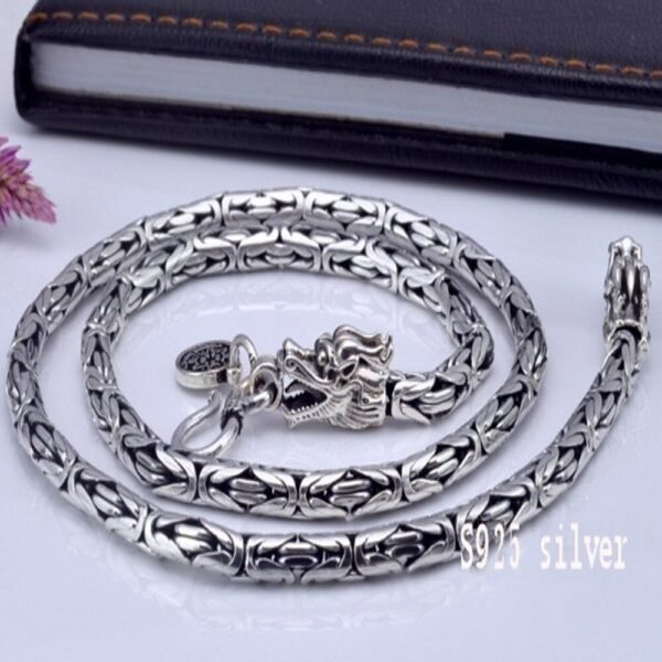 Silver Necklace 925 dragon clavicle rolled up