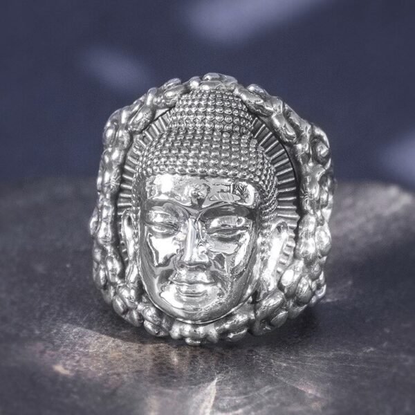 Silver Ring 999 Tathagata Buddha face view